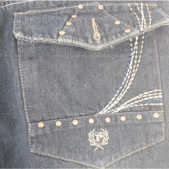 Phat Farm Jean Men 36X32 Classic Fit Flat Front Chino Dark Wash Streetwear Denim - Picture 6 of 9